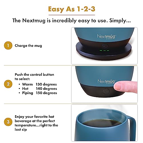 Nextmug - Temperature-Controlled, Self-Heating Coffee Mug - Black