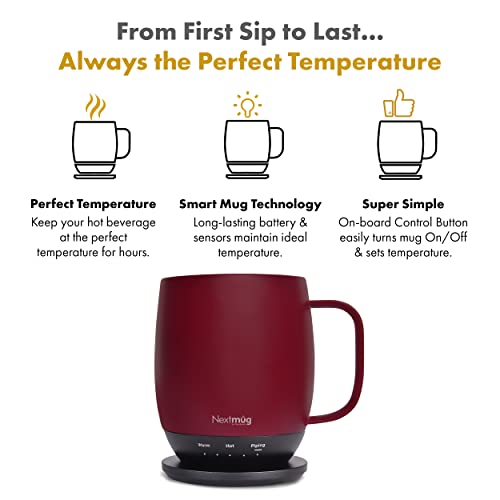 Nextmug - Temperature-Controlled, Self-Heating Coffee Mug - Black