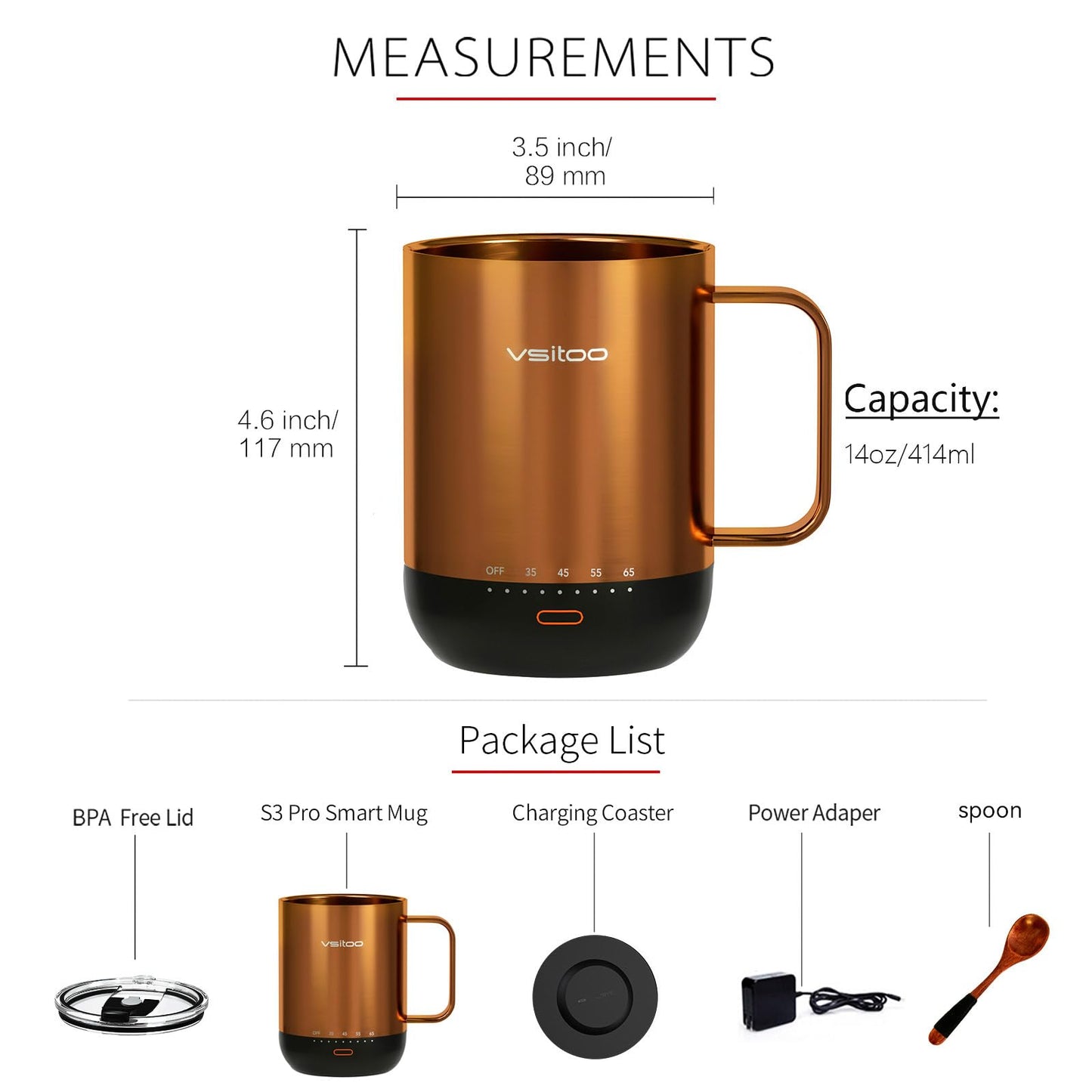 Temperature Control Smart Mug with Lid