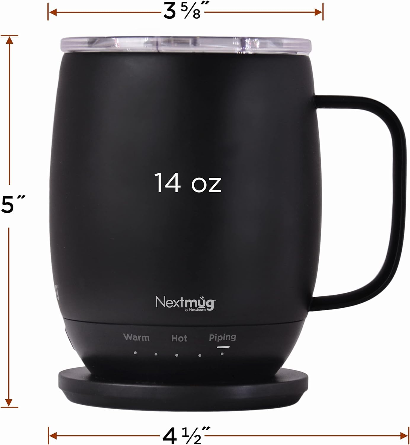 Nextmug - Temperature-Controlled, Self-Heating Coffee Mug - Black