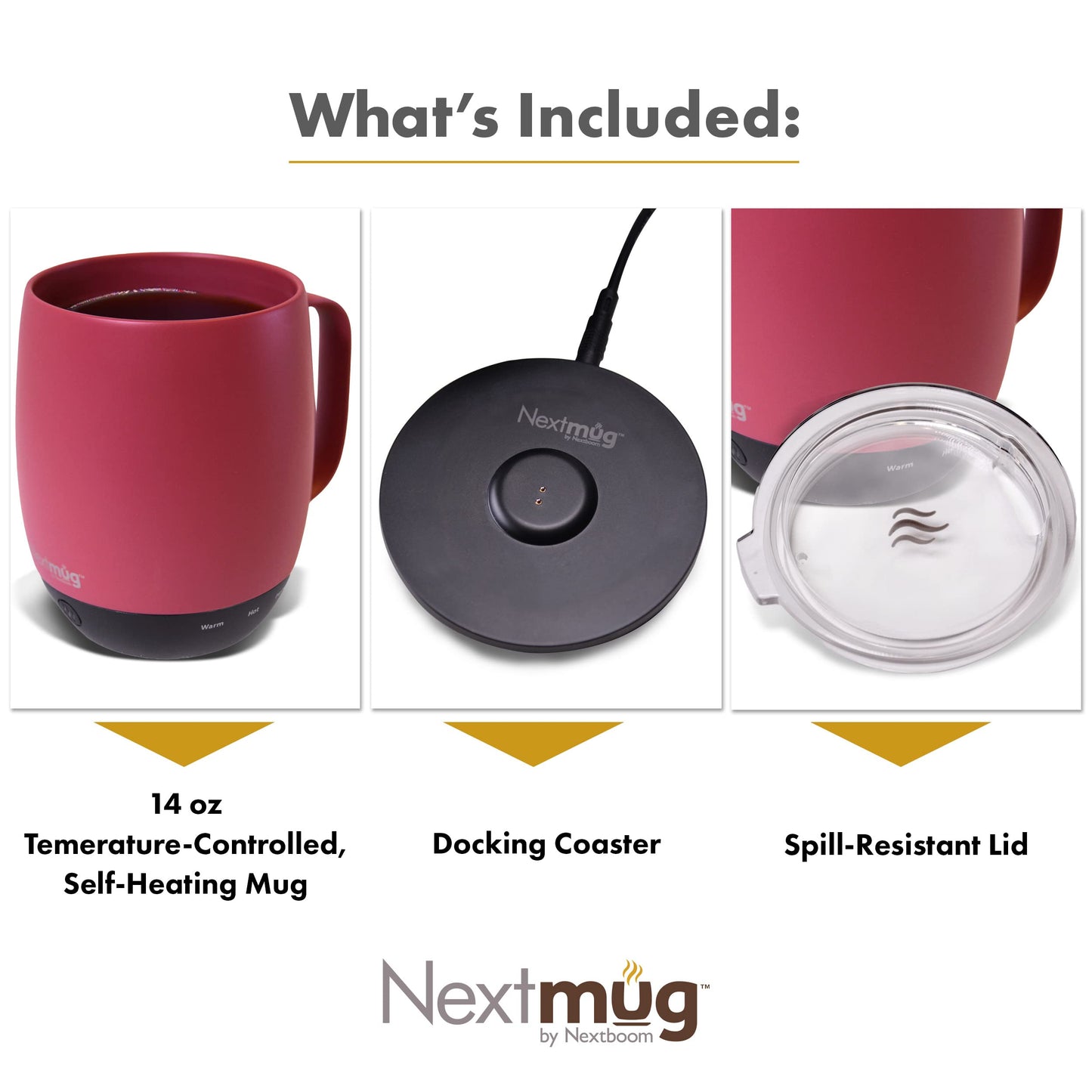 Nextmug - Temperature-Controlled, Self-Heating Coffee Mug - Black