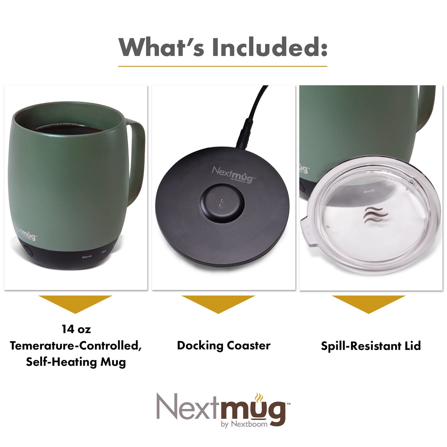 Nextmug - Temperature-Controlled, Self-Heating Coffee Mug - Black