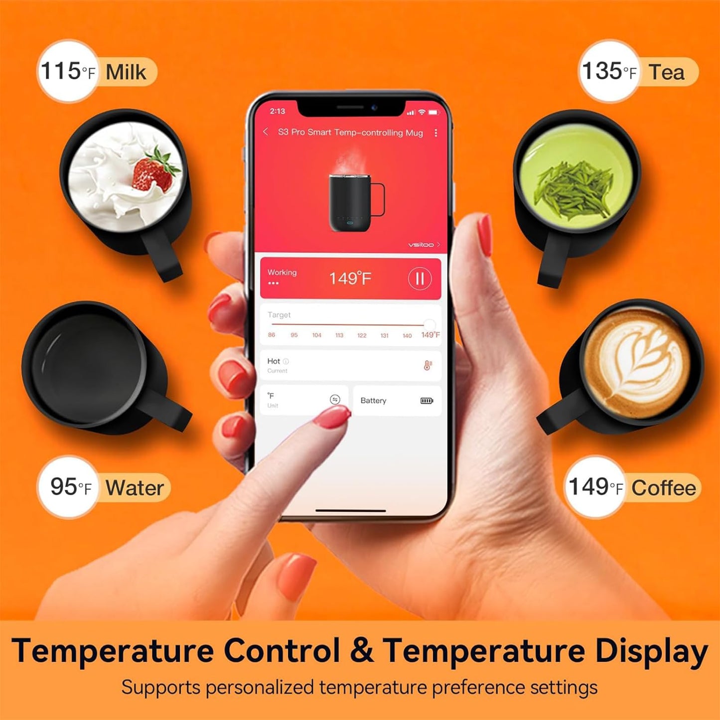 Temperature Control Smart Mug with Lid