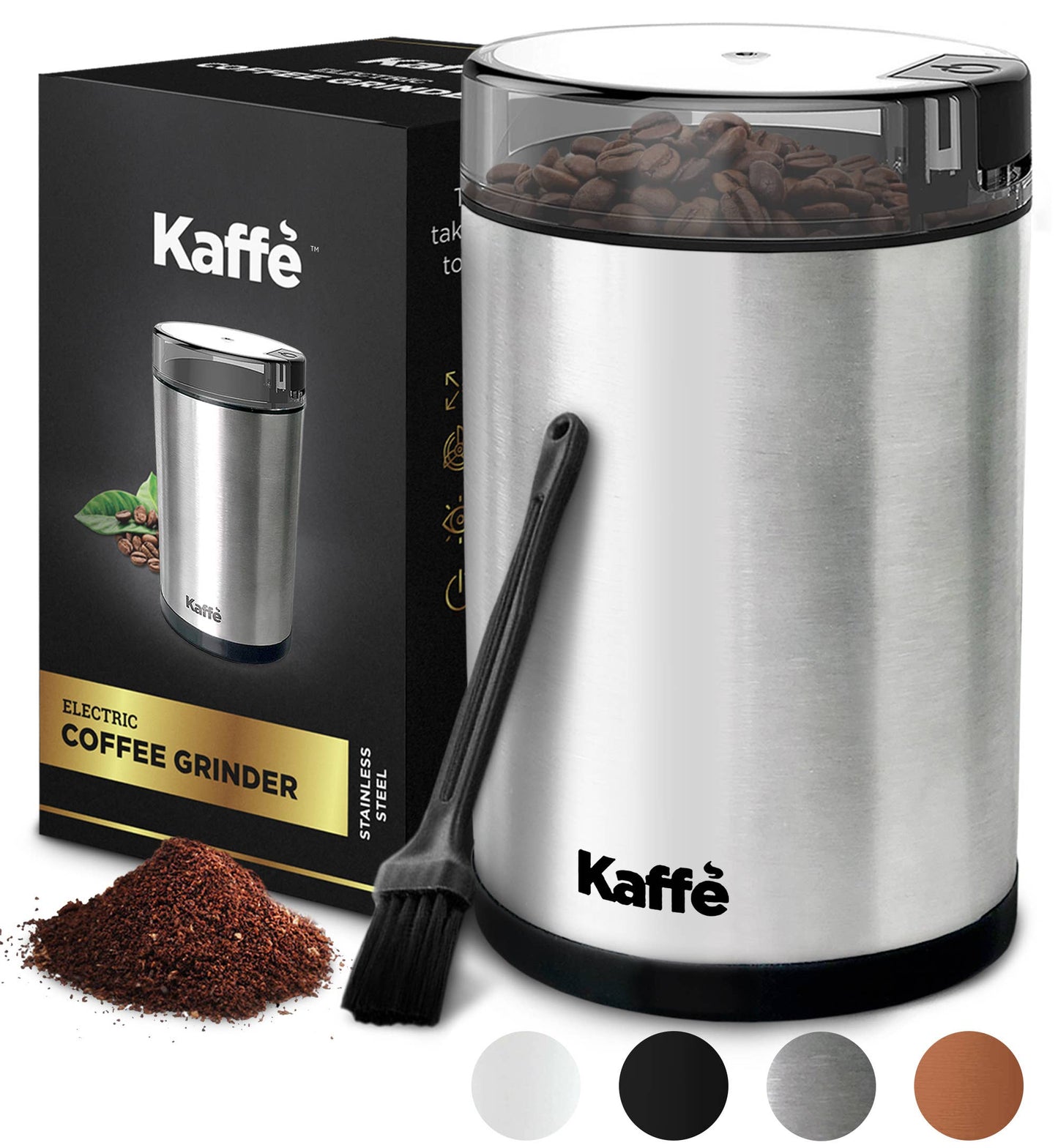 Kaffe Electric Coffee Grinder w/ Cleaning Brush